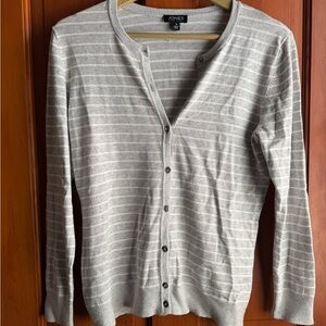 Jones New York Heather Gray Striped Cardigan
